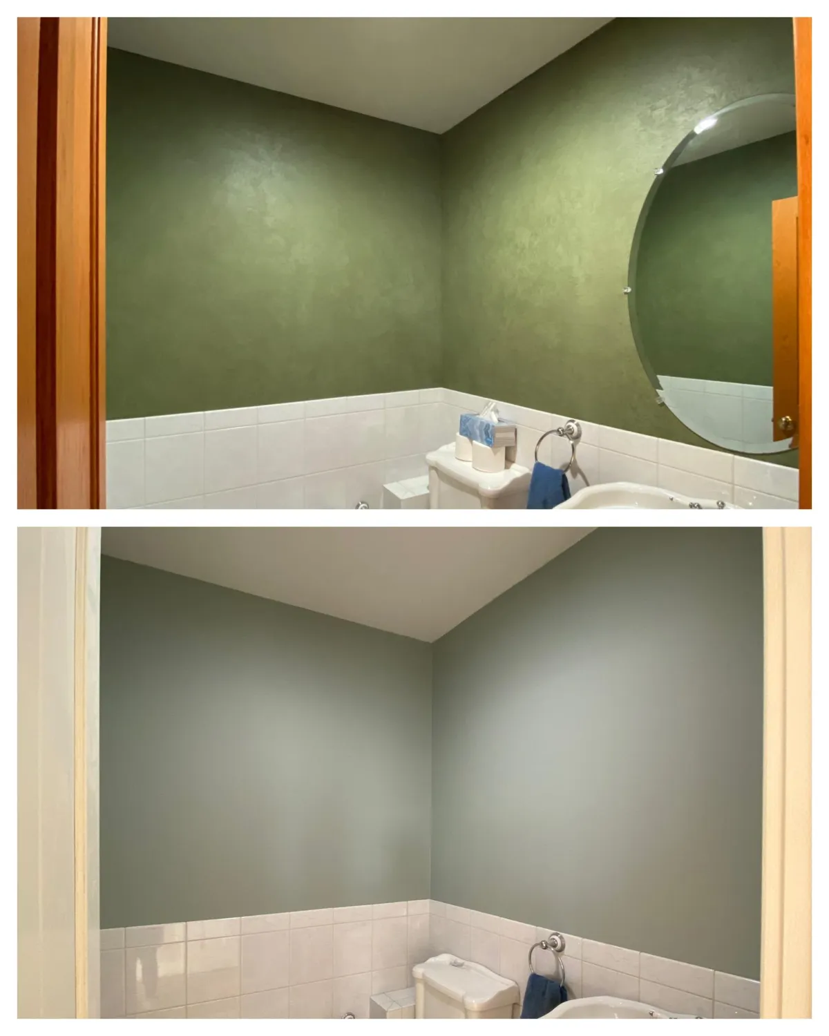 round mirror fixed on the wall