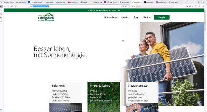 Homepage NeueEnergie24 GmbH