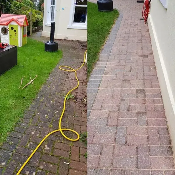  Before and after driveway and pathway washing by Tiki Blasting in Gisborne