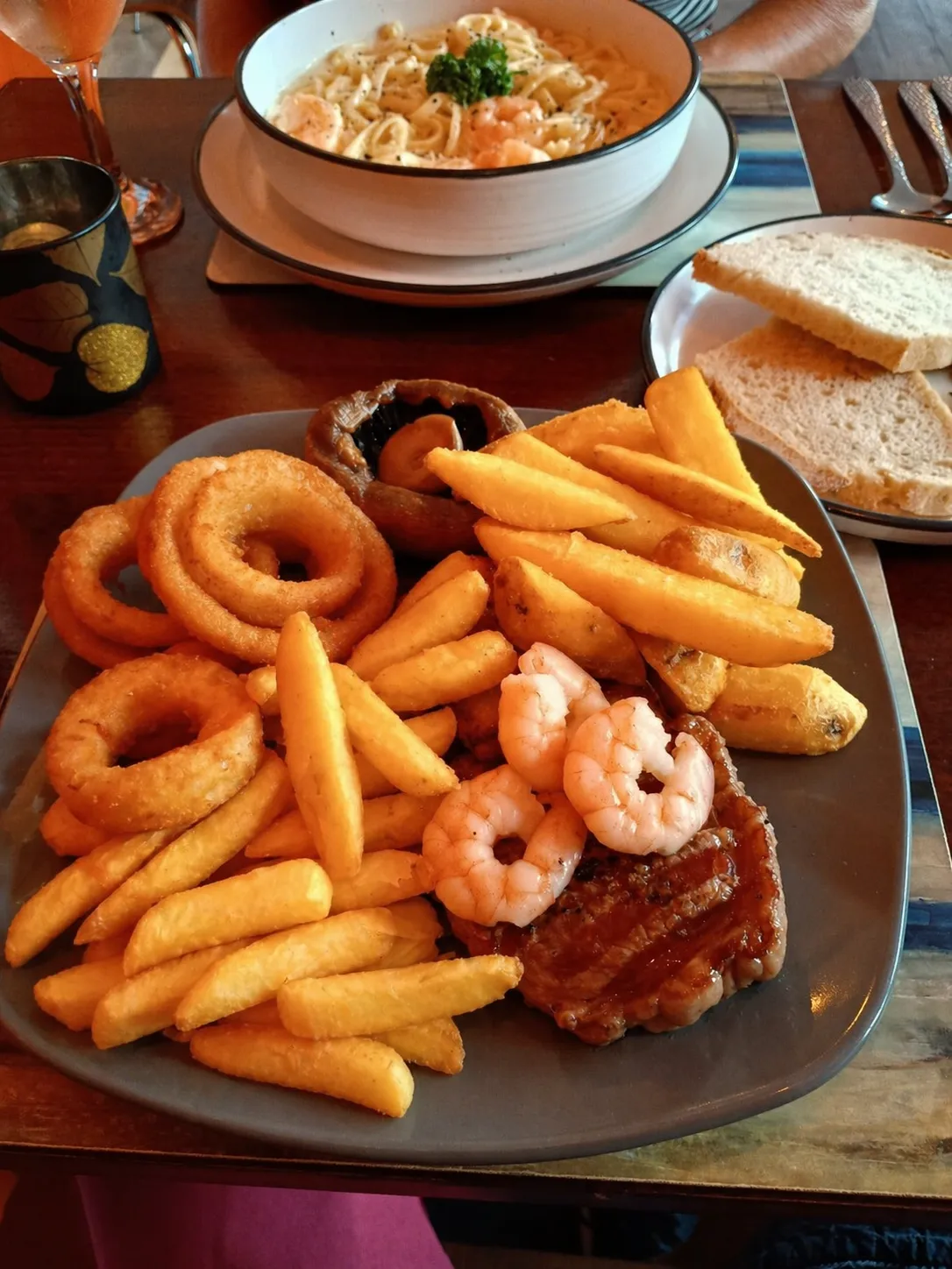 Surf and Turf Steak scallops King Prawns
