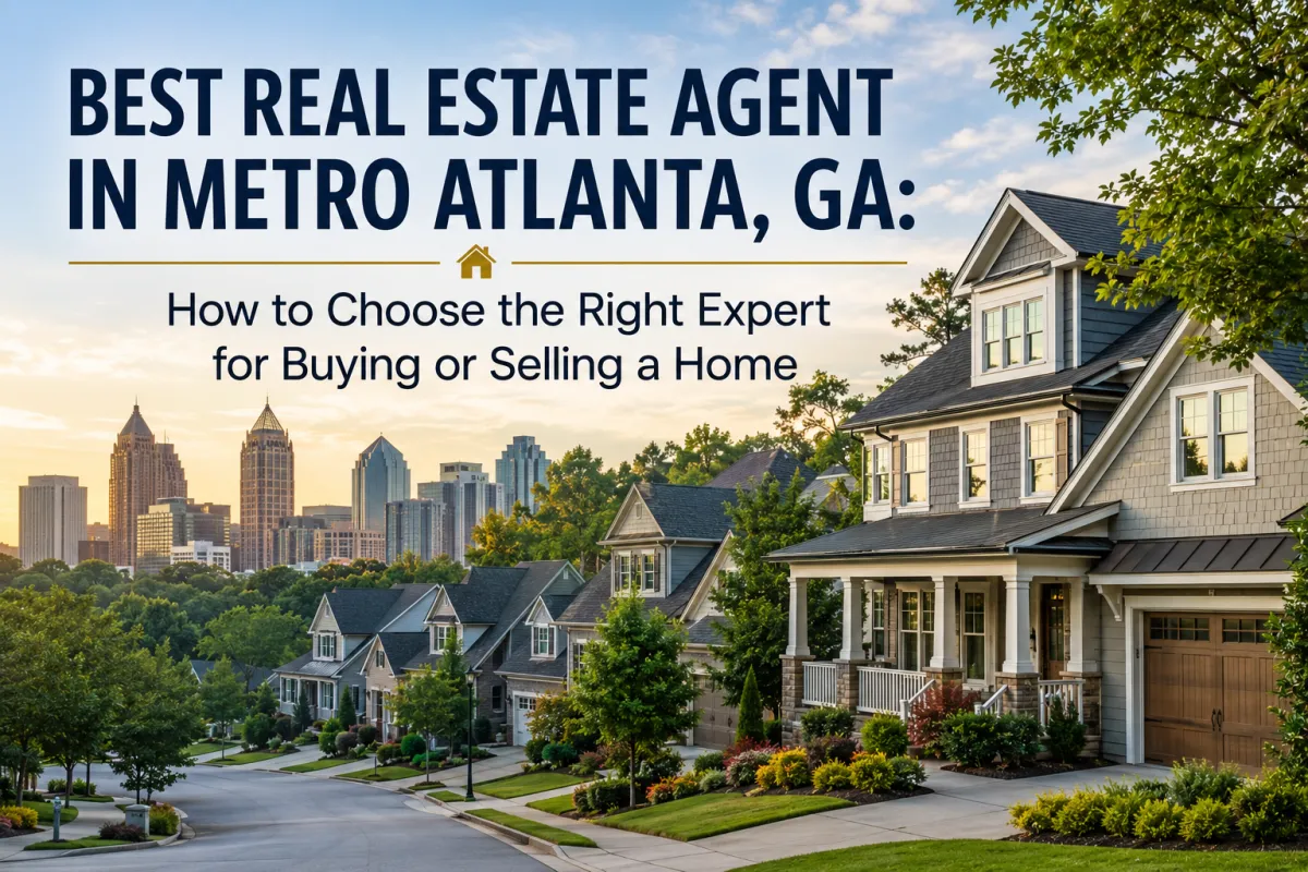 Best Real Estate Agent in Metro Atlanta, GA guide featuring beautiful suburban homes in Canton, Roswell, Alpharetta, and surrounding Metro Atlanta communities.
