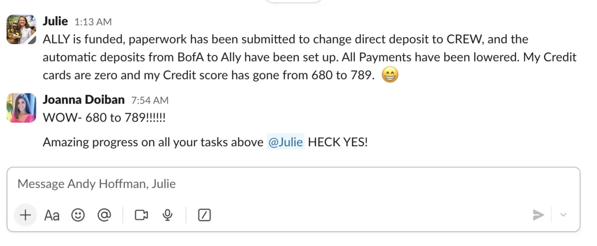 Client win: credit score up