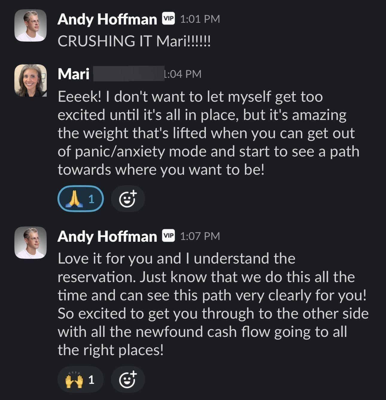 Client win: less anxiety about money