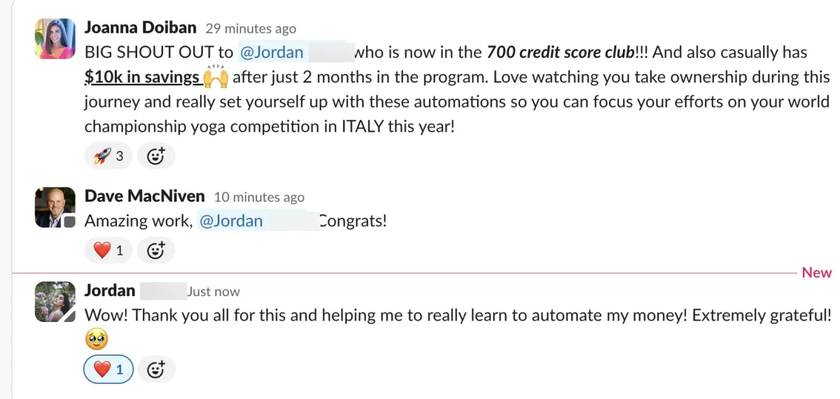 Client win: credit score up