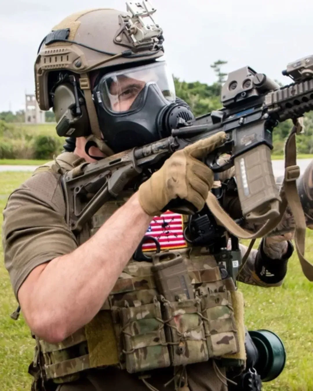 Tactical athlete in full combat gear - recovery sustains long-term readiness with age