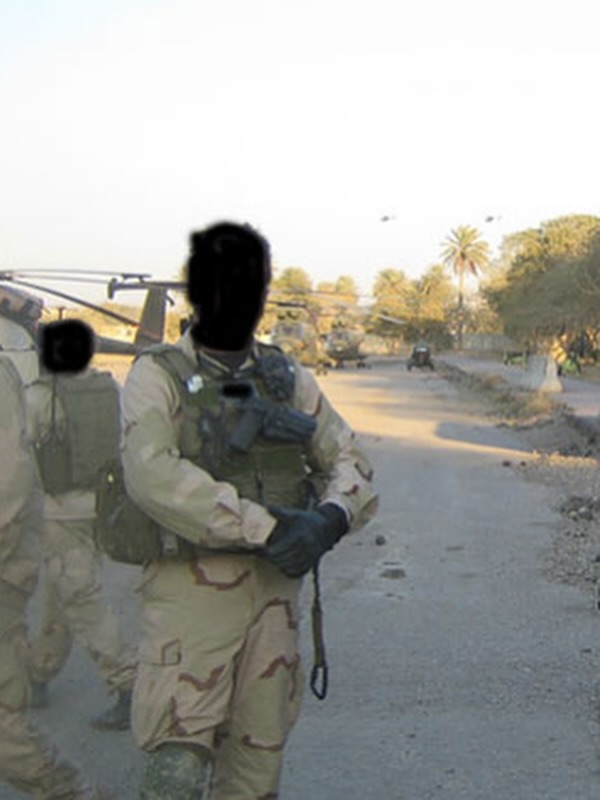 soldier standing in the street