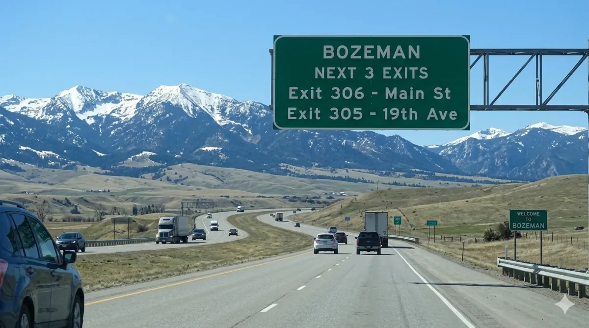 Traveling through Bozeman on I-90