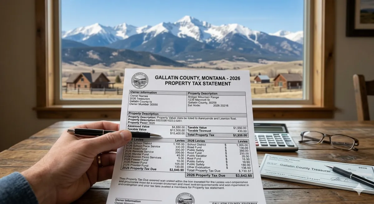 a homeowner looking at his taxes for Gallatin County Montana