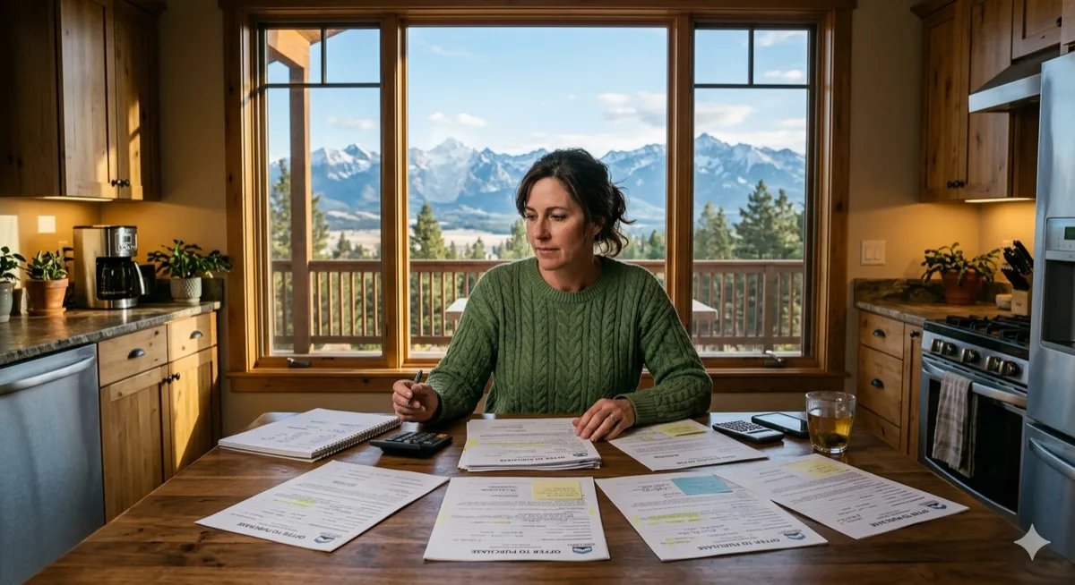 Home Seller looking at multiple home offers from home buyers