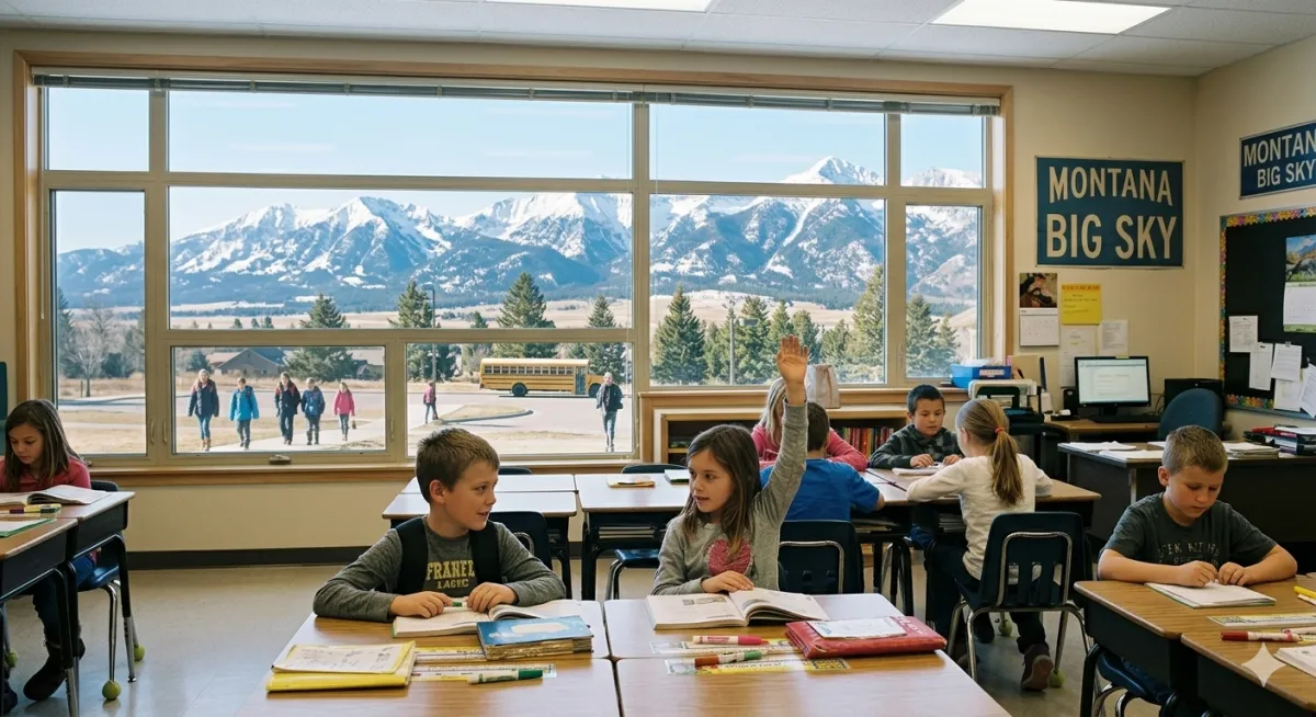 Children in a classroom in Gallatin County Montana 