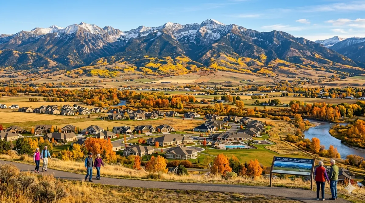 Autumn view of the Bridger Mountains over the Gallatin Valley, a popular area for retirement in southwest Montana.