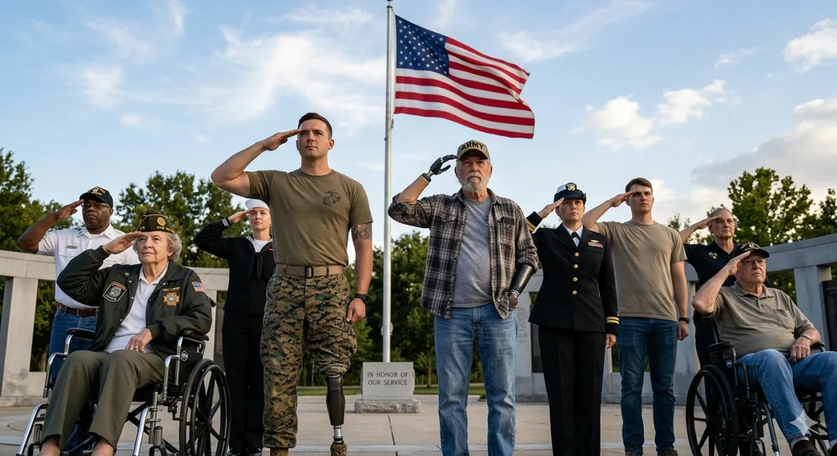 Veterans Saluting the American Flag