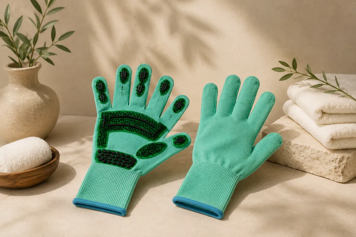Lifestyle image showing the Pressure Point Massage Gloves in use