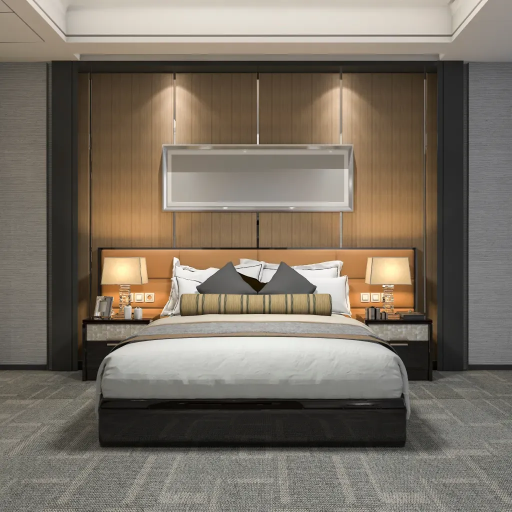 Modern bedroom featuring professionally installed carpet flooring