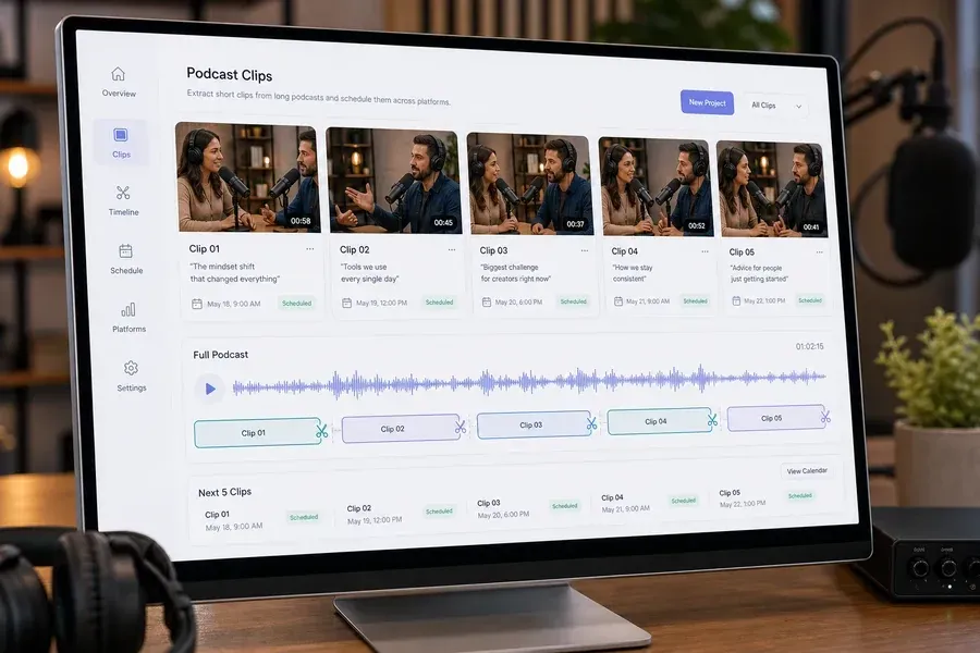Podcast Clips - editing software on screen