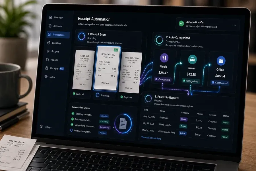 Receipt Automation - active screen for bookkeeping