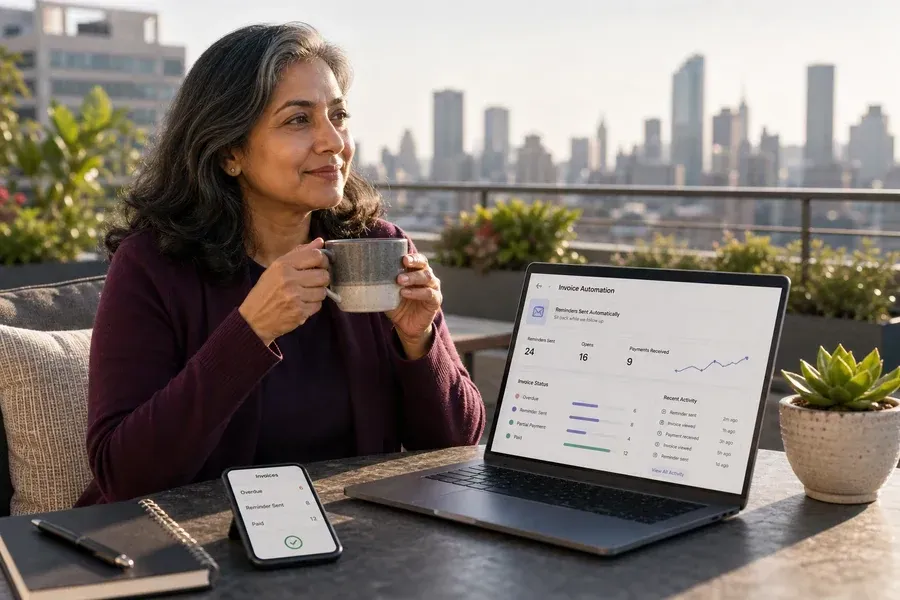 Invoice Reminders - drinking coffee 