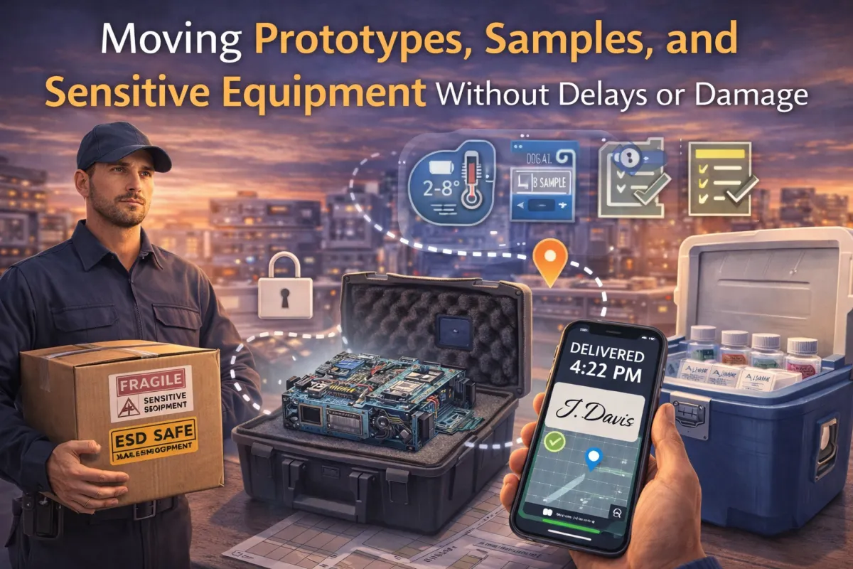 Learn how to move prototypes, lab samples, and sensitive equipment safely with the right packaging, routing, chain of custody, tracking, and proof of delivery.