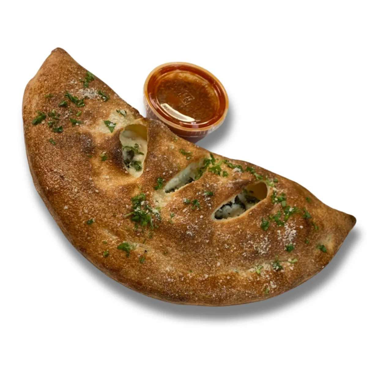 <img src="spinach-calzone.jpg" alt="Spinach Calzone $12 made fresh at Marina's Pizza with authentic Italian ingredients">