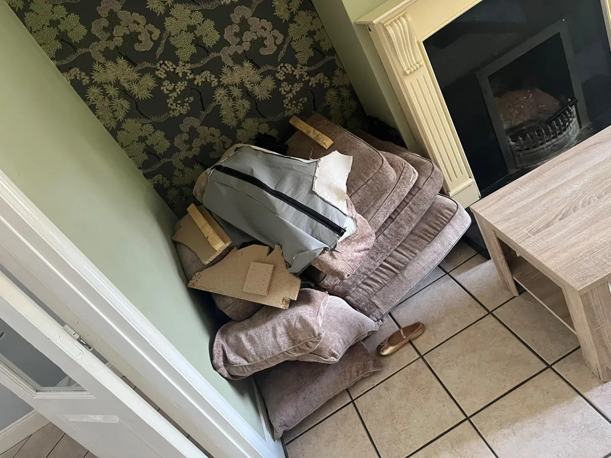 Bedroom furniture being disposed