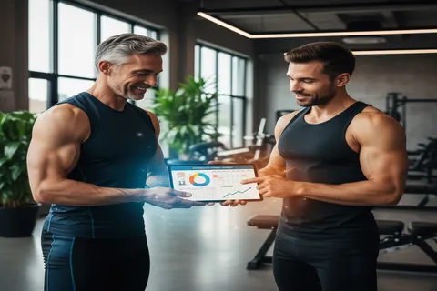 Elderly couple records themselves on a camera.