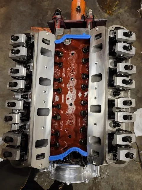 Rebuilt Ford engine top view