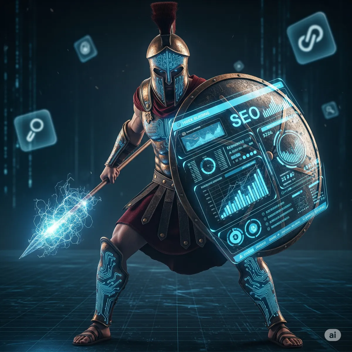 a spartan warrior infused with modern technology