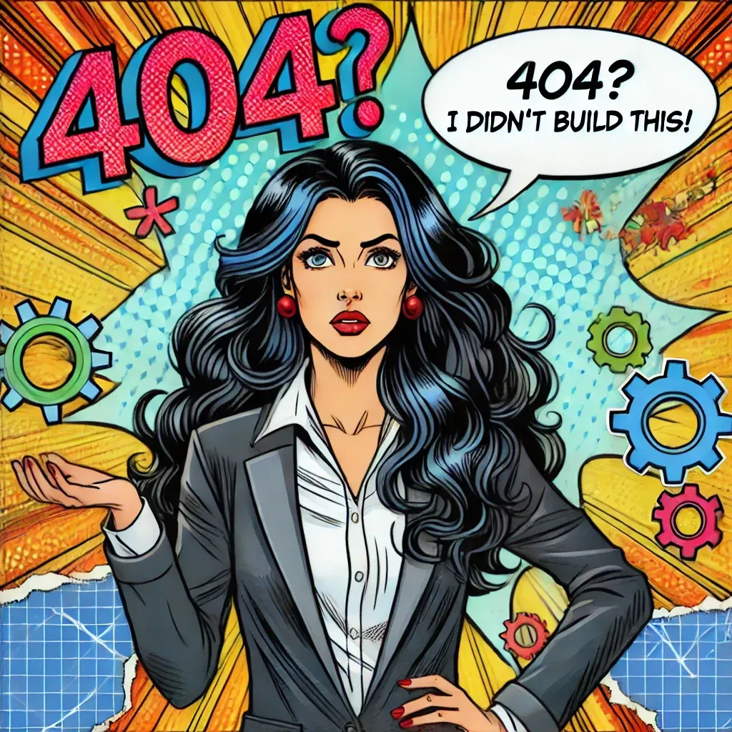 Comic version of Nikki Gianni 404 page error