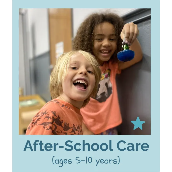 laughing school age children in childcare facility