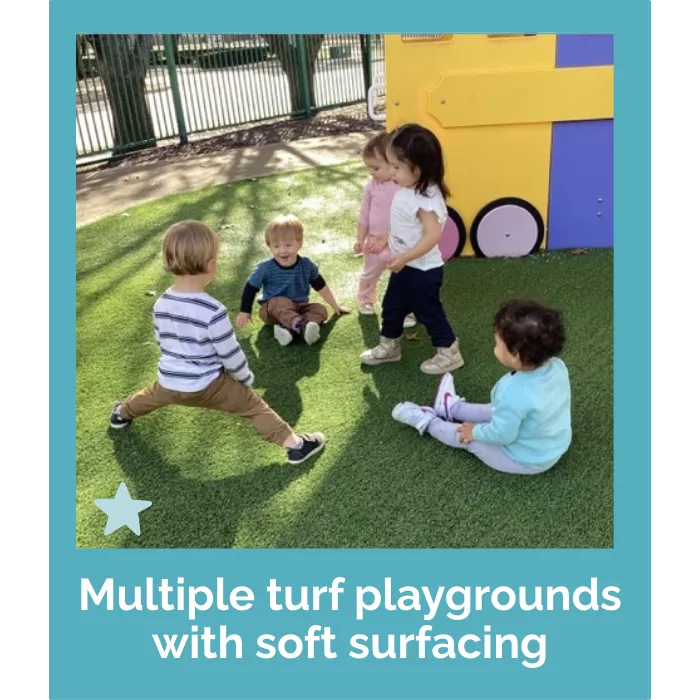 children playing outside on turf playgrounds