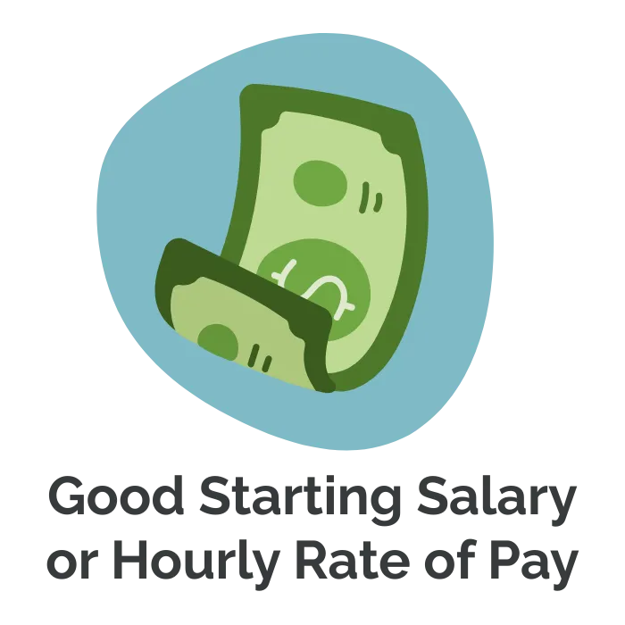 Good starting salary and hourly rate of pay