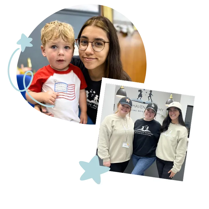 daycare staff collage with child