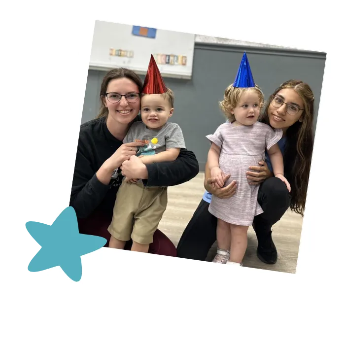 childcare staff with children