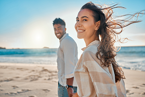 Happy couple on beach