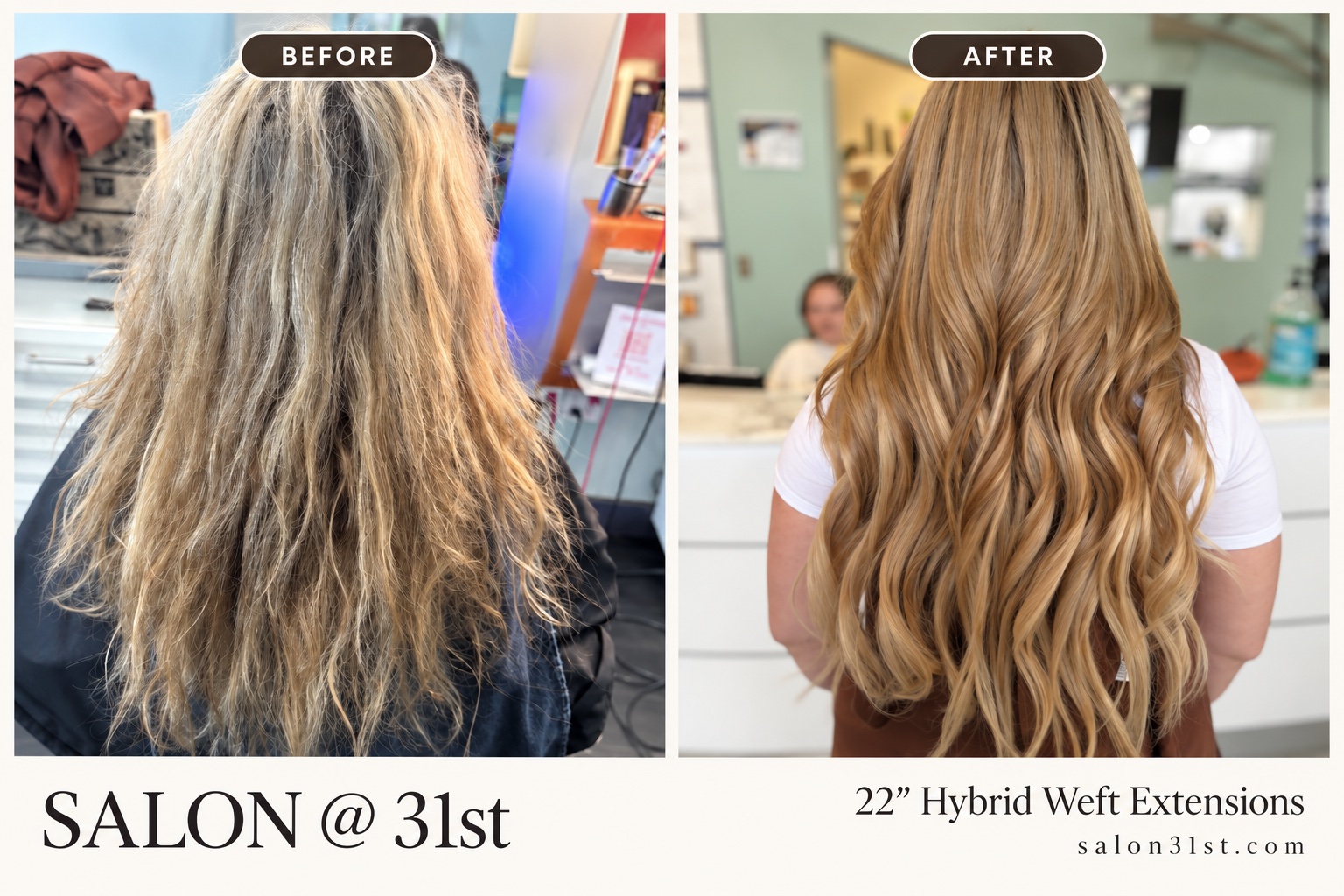 Hair extension consultation and color matching at Salon @ 31st in Virginia Beach
