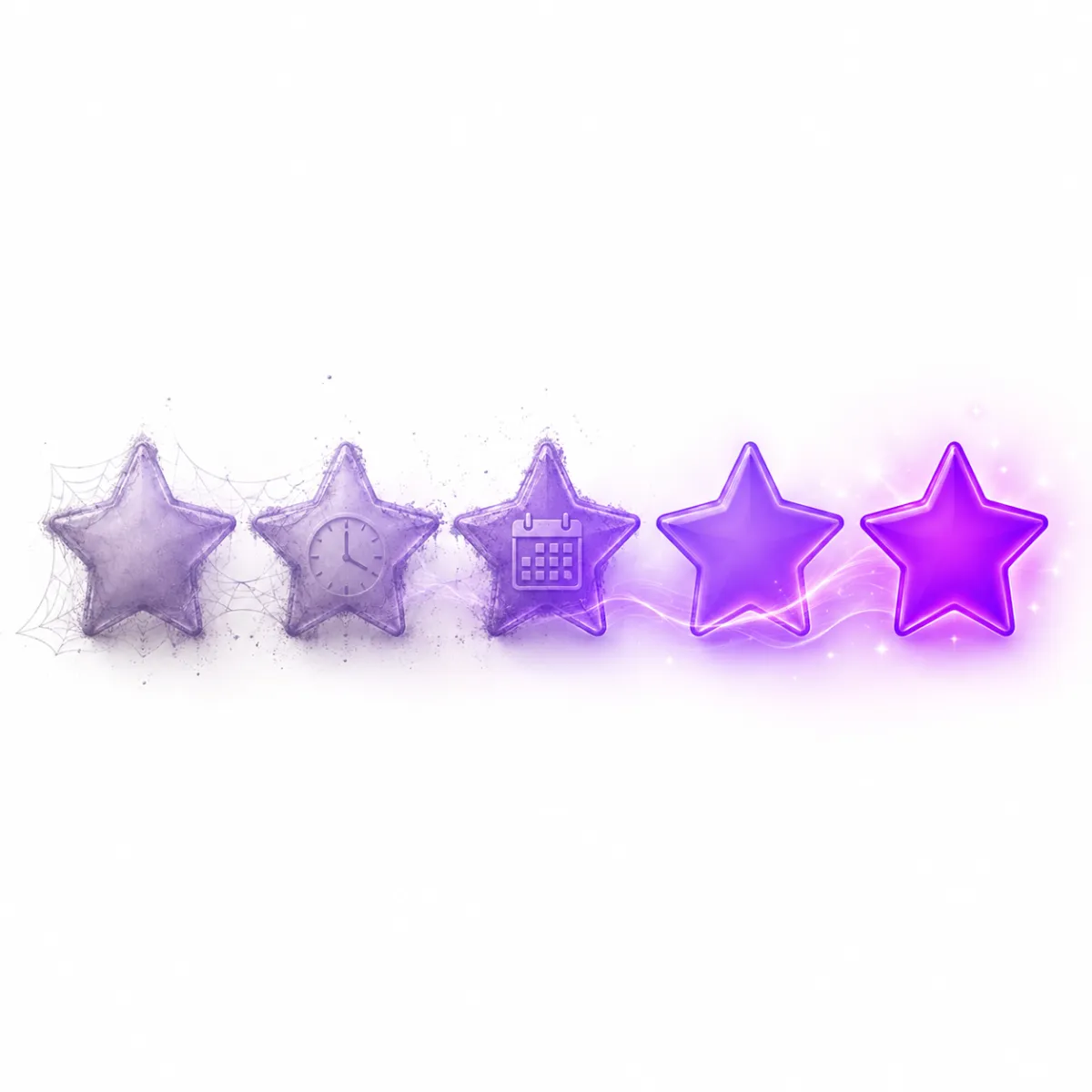 A horizontal row of interconnected purple web-like structures glowing against a dark background, resembling a digital or abstract network.