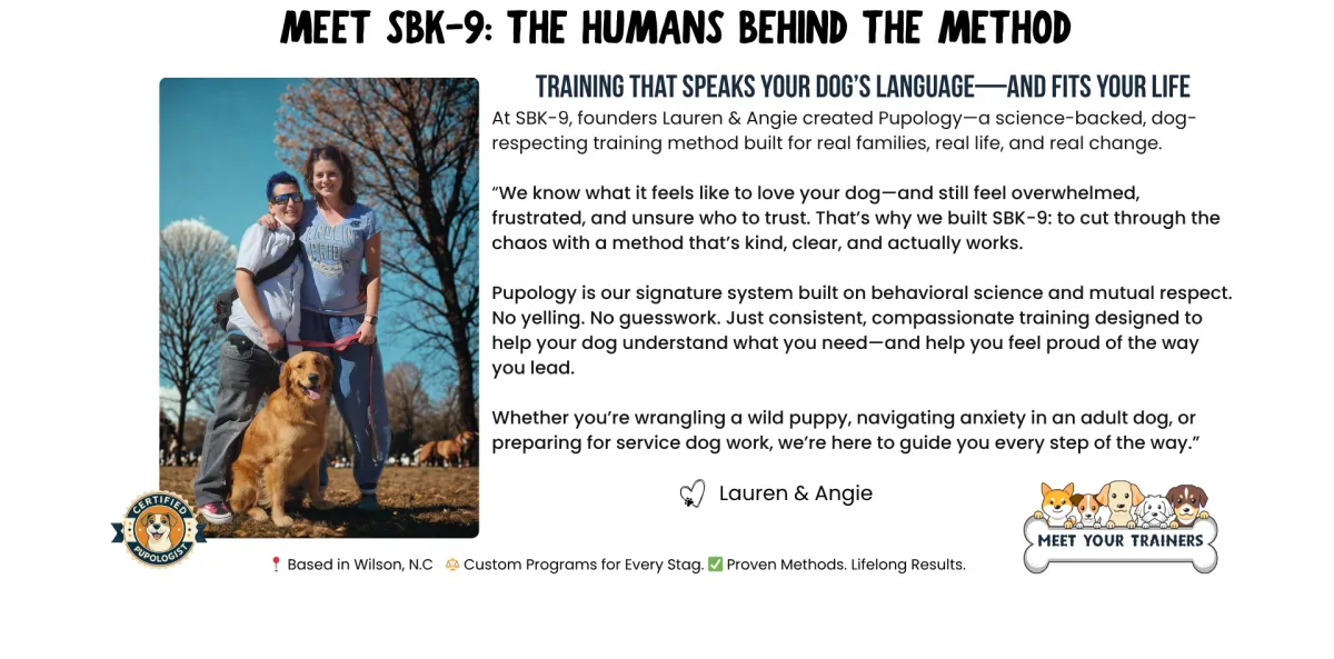 SBK-9 owners and founders, angie and lauren. creators of pupology in wilson, nc