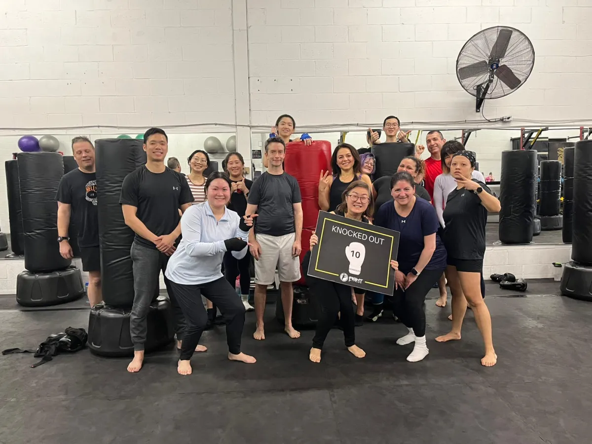 Joyce training at Fight Fitness Markham during her 6-week kickboxing and strength program transformation.