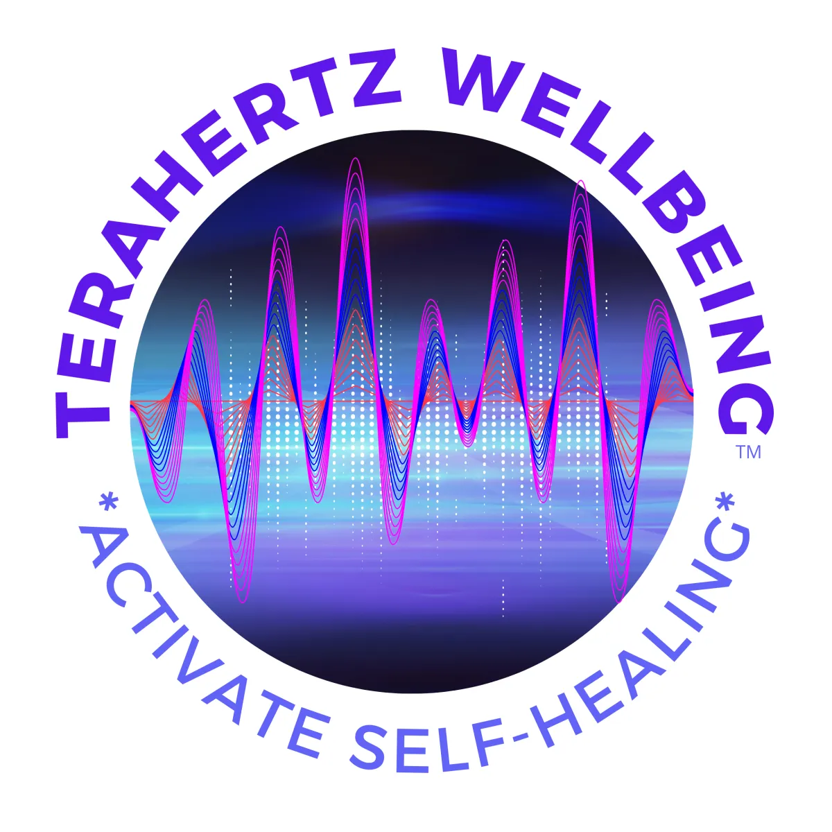 Terahertz Wellbeing Logo - Activate Self Healing - purple frequency circle