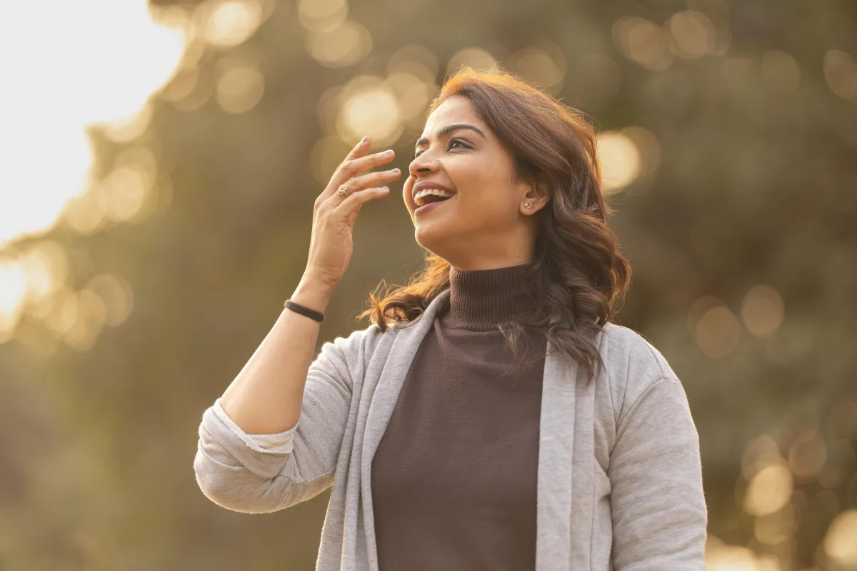 A smiling older indian woman
