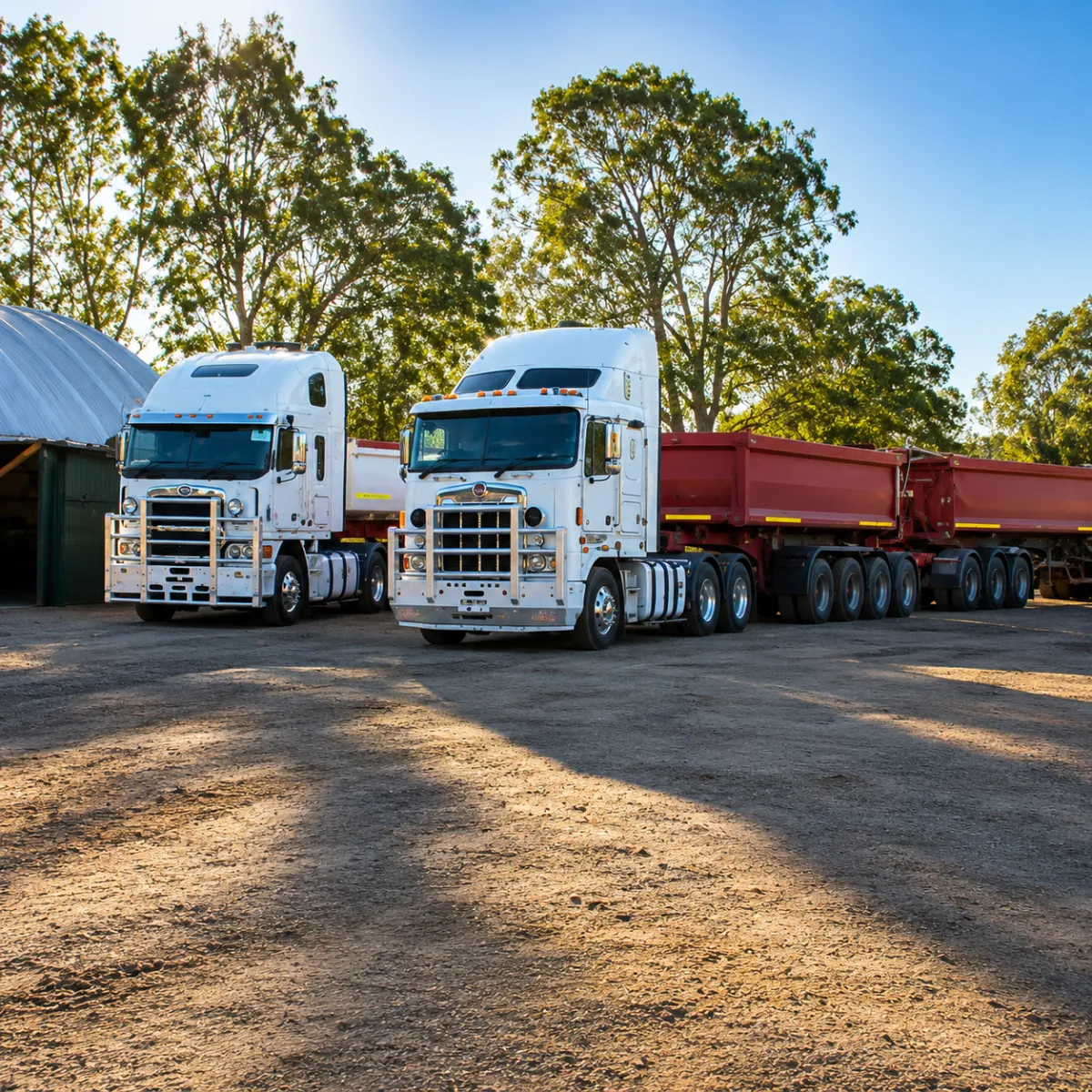 Interstate freight trucks parked securely