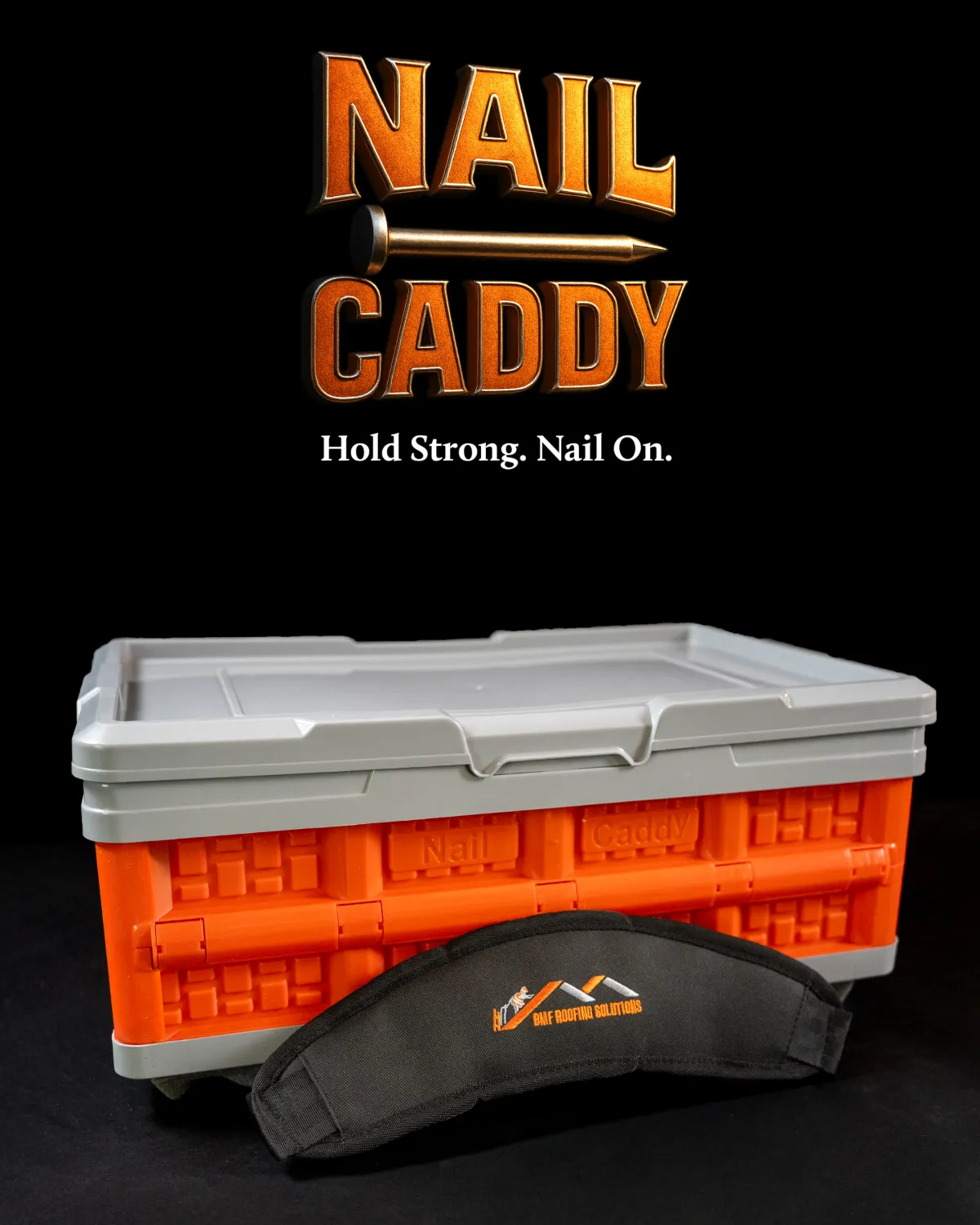 BMF Roofing Solutions nail caddy with nails inside and padded strap