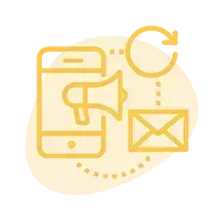 Icon representing automated marketing with SMS, email, and social media tools to boost small business engagement.