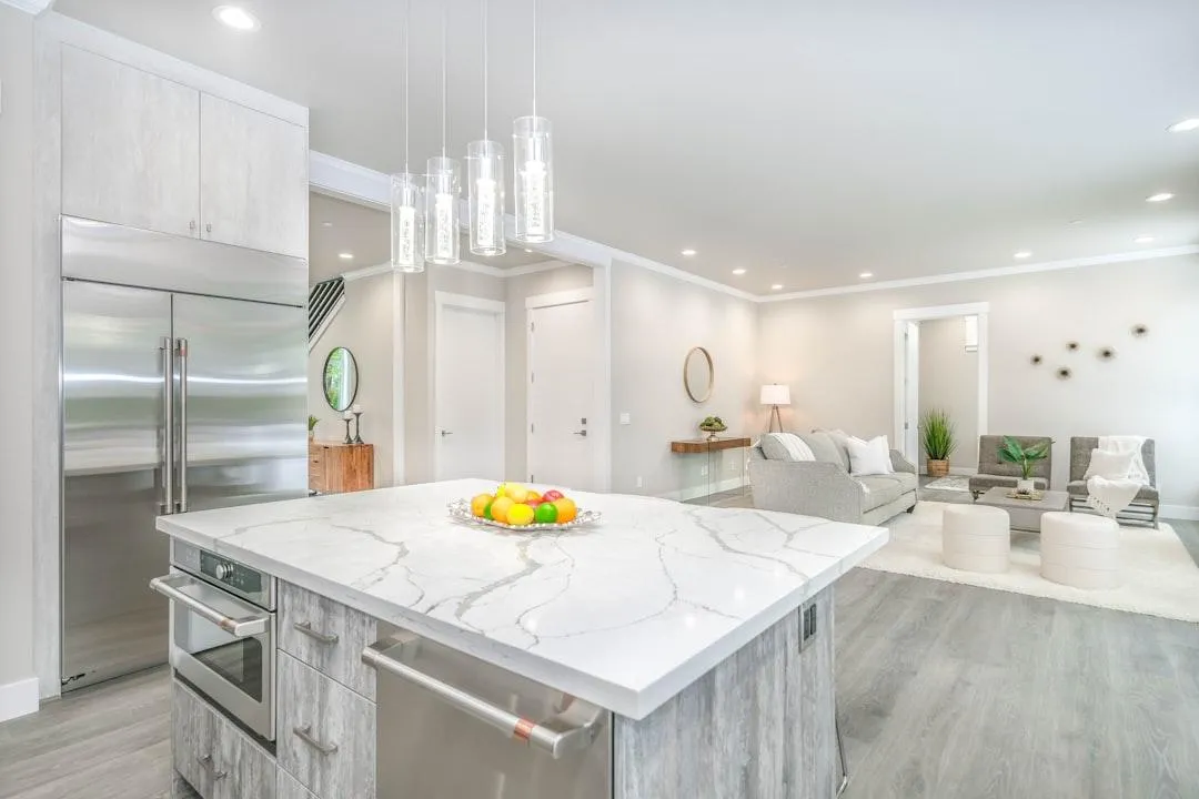 white and black kitchen counter