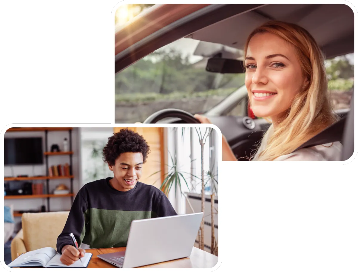 Student driver smiling behind the wheel in Spokane