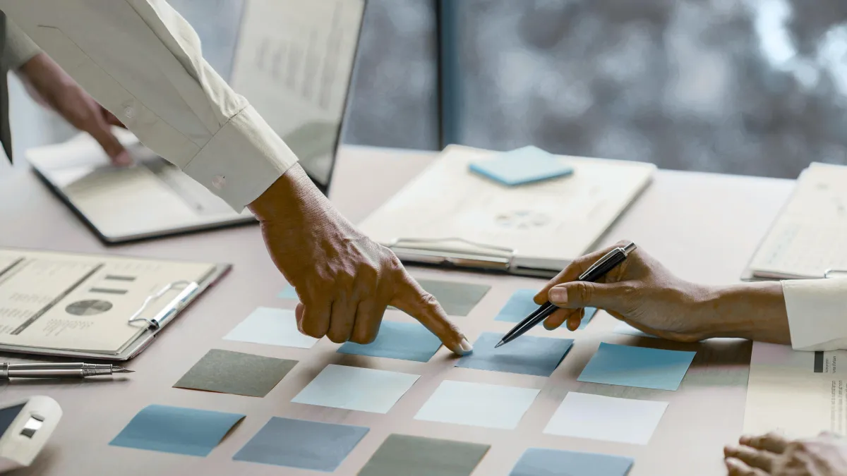 six white sticky notes