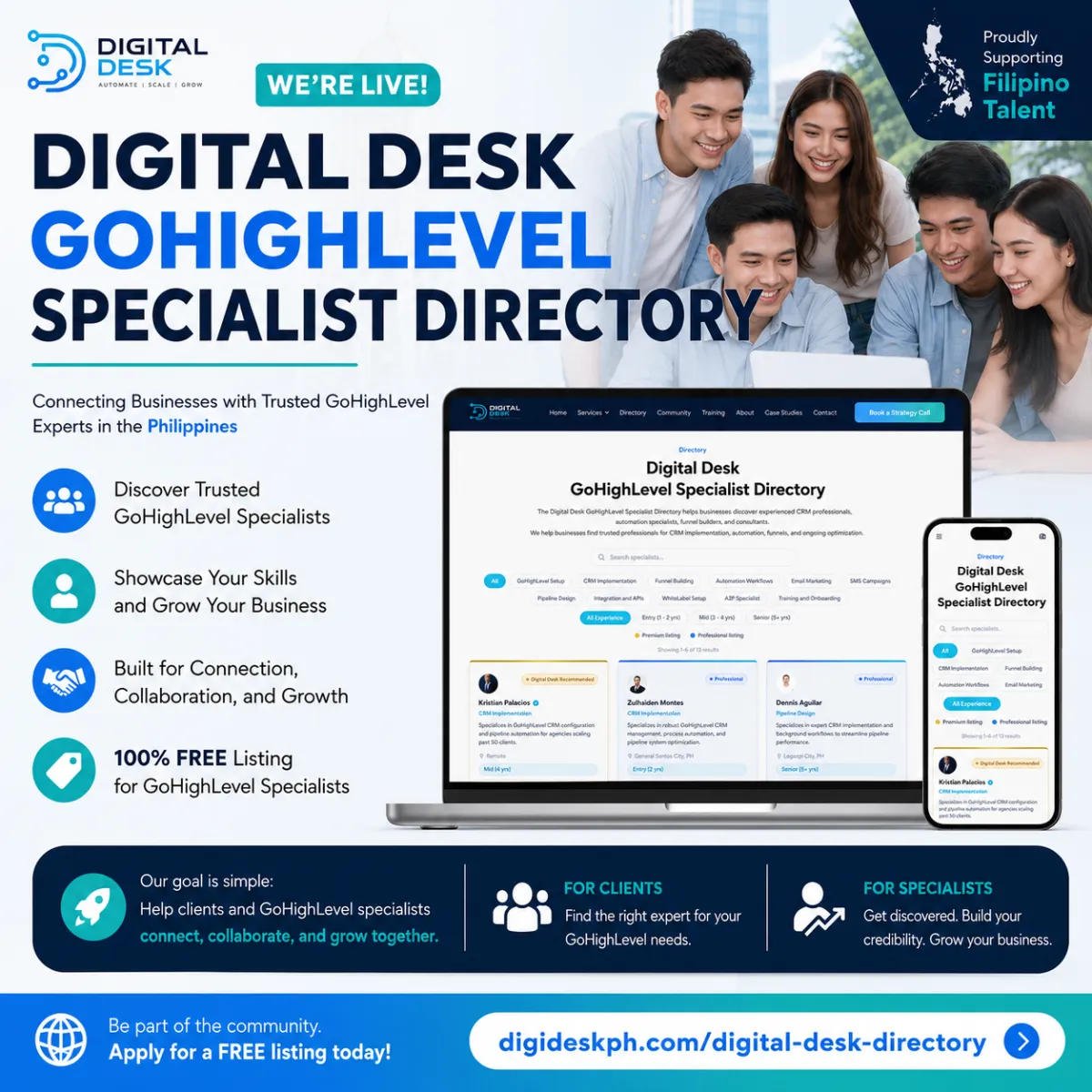 Digital Desk Launches a Free GoHighLevel Specialist Directory for Filipino Experts