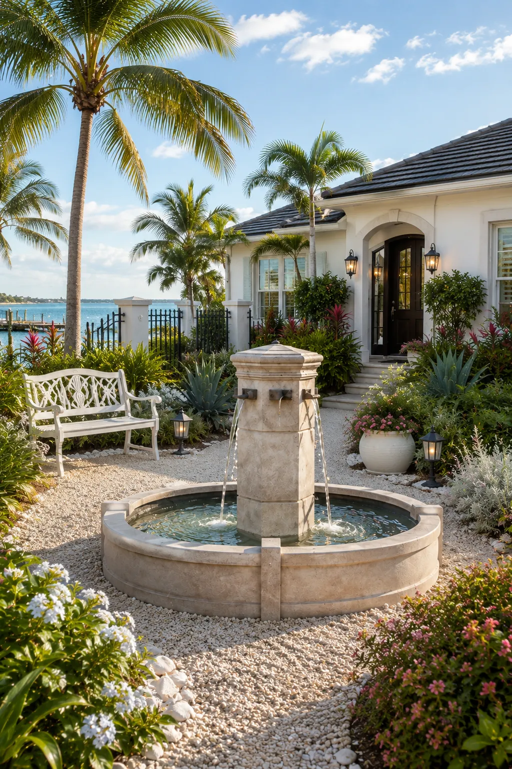 Luxury estate fountains in Palm Beach County