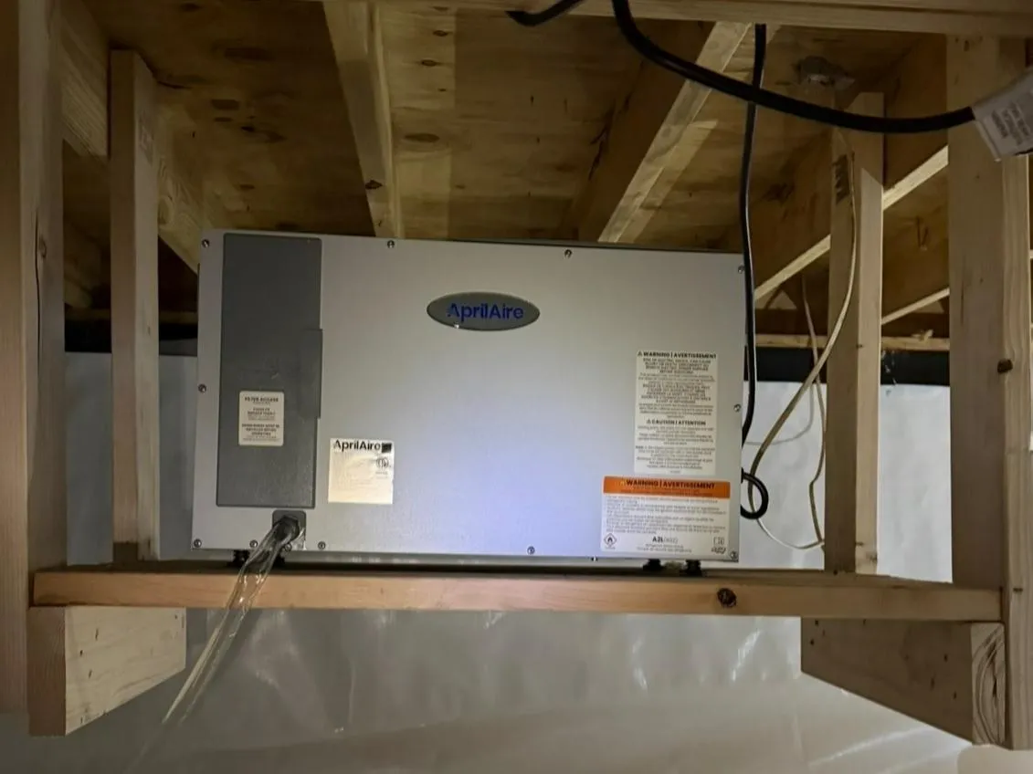 Dehumidifier installed  by Crawl Space Fixers