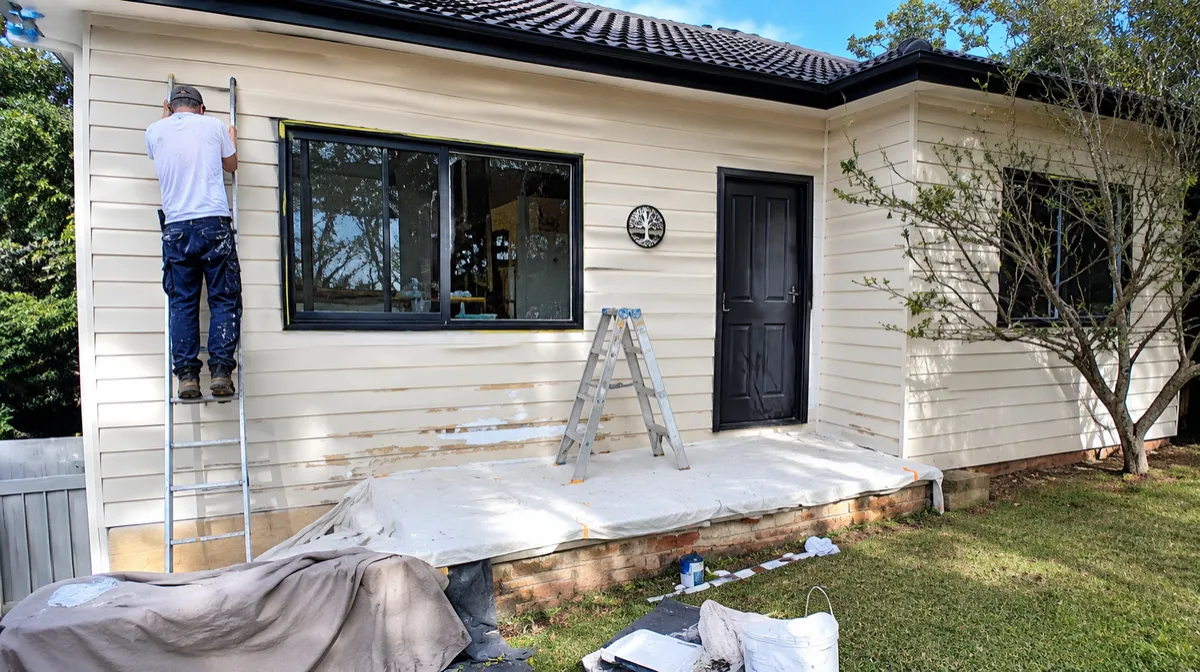 prepping front of house for painting